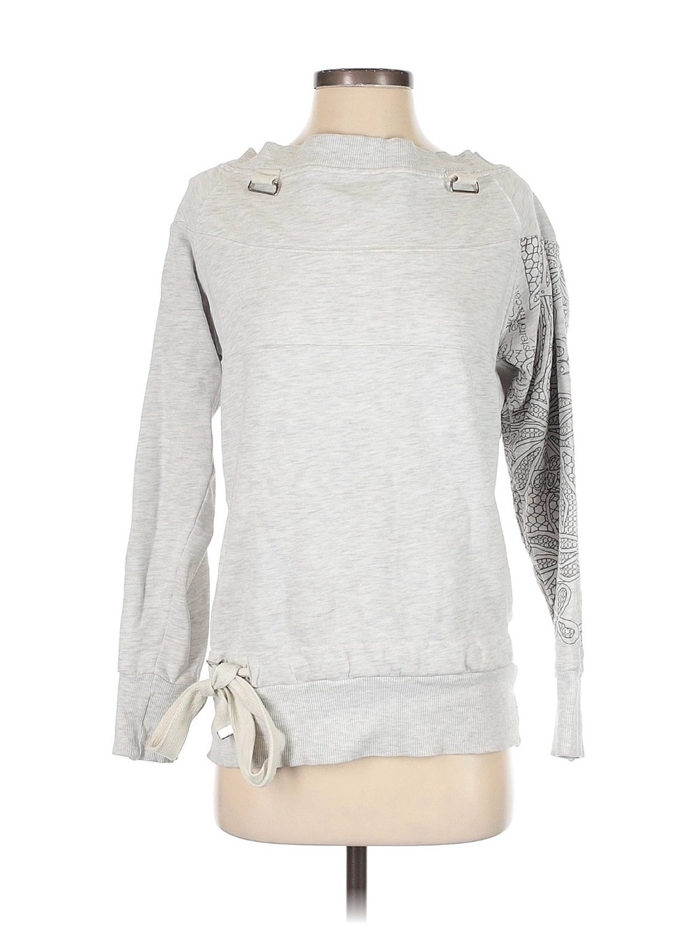 Adidas by Stella McCartney Light Gray Crewneck Sweatshirt with Printed Sleeve